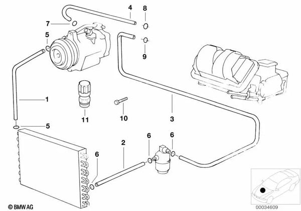 Tubería de presión para BMW E39 (OEM 64538378601). Original BMW