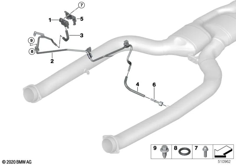 Manguera de forma para BMW G05, G06, G07 (OEM 18305A241D0). Original BMW