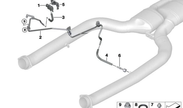 Tubo de presión con tuerca de unión OEM 18308482540 para BMW G30, G31, G11, G12, G14, G15, G16, G05, G06, G07. Original BMW