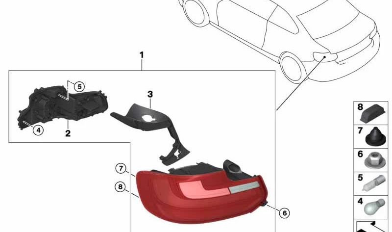 Izquierdo OEM Heck Pilot 63217295423 für BMW F22, F23, F87. Original BMW.