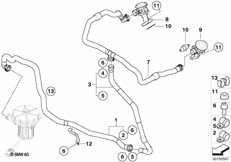 Válvula de cierre para BMW Serie 5 E60, E61N, Serie 6 E63, E64 (OEM 11727841994). Original BMW