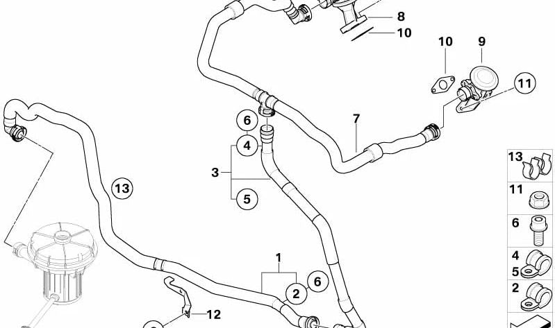 Tubo de presión OEM 11727837347 para BMW E60, E61, E63, E64. Original BMW.