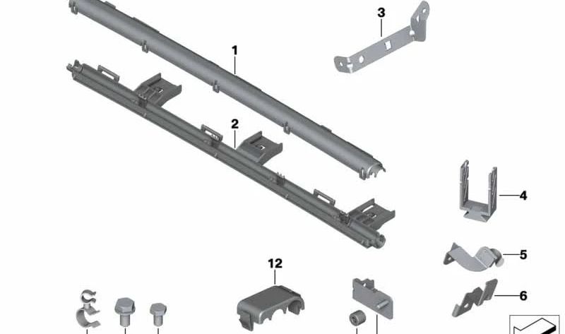 Parte inferior del canal de cables para BMW E81, E82, E87, E88, E90, E91, E92, E93, E84, E85 (OEM 12527532270). Original BMW