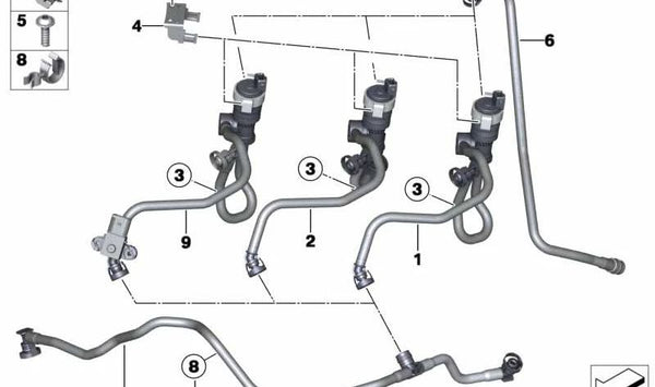 Conducción de ventilación del depósito para BMW Z4 E89 (OEM 13907636126). Original BMW.