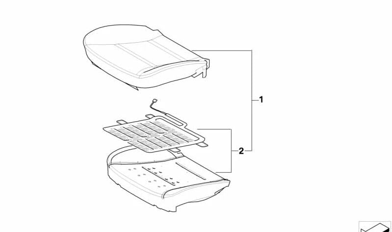 Cojín de asiento en cuero sintético OEM 52109144209 para BMW E90, E91. Original BMW.