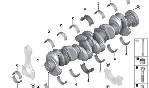 Cigüeñal OEM 11218575891 para BMW G30, G31, G11, G12, G05, G06, G07. Original BMW.