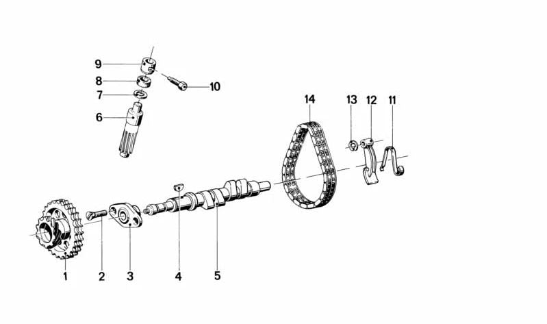 Brida de árbol de levas OEM 11311250251 para BMW {E21, E30, E12, E28, E24, E23, E32, E34}. Original BMW.