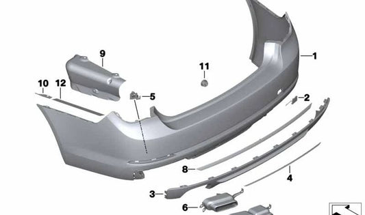 Moldura trasera imprimada para BMW Serie 7 F01, F02 (OEM 51127209918). Original BMW