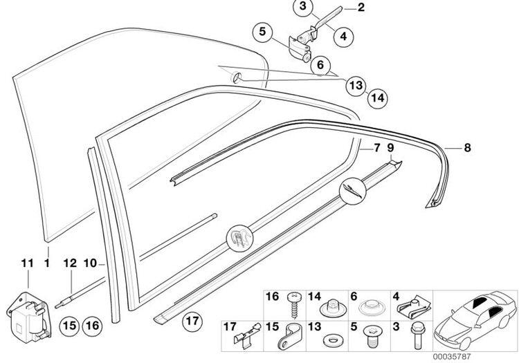 Junta De Ventanilla Trasera Negro Para Bmw Serie 3 E36 Coupe. Original Recambios