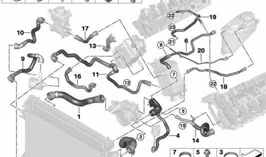 Deposito di espansione di Manguito a Cueata OEM 17125A4F115 per BMW G05, G06, G07. BMW originale.