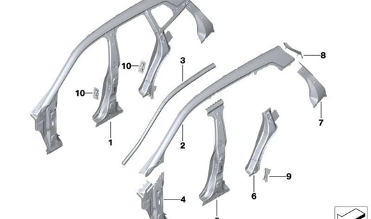 Pilar A inferior izquierdo para BMW I20 (OEM 41009630965). Original BMW