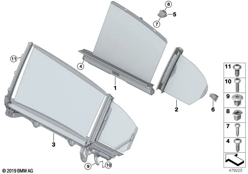 Sonnenschutzrollo para ventana triangular izquierda para BMW Serie 5 G31, G31N (OEM 51357385395). Original BMW.