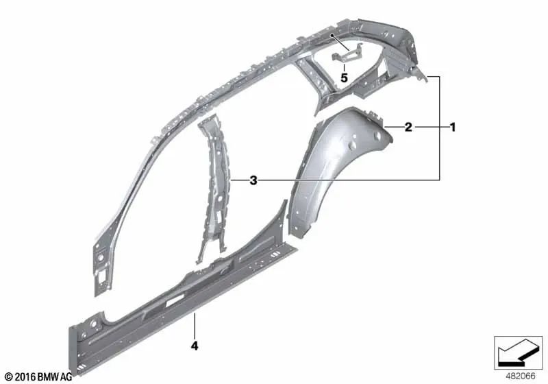 Soporte pilar D derecho para BMW Serie 5 G31, G31N (OEM 41007440852). Original BMW