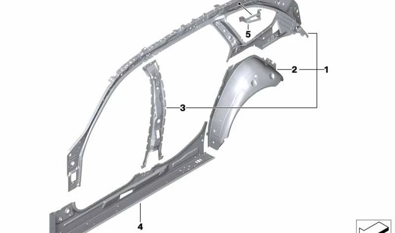 Left inner side member for BMW F90, G30, G31 (OEM 41007453081). Original BMW.