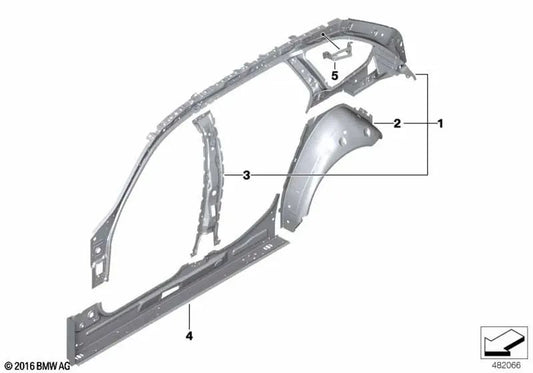 Pilar B interior izquierdo para BMW F90, G30, G31, G38 (OEM 41007498973). Original BMW.