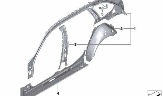 Inner side frame left for BMW G31, G31N (OEM 41007437427). Original BMW.