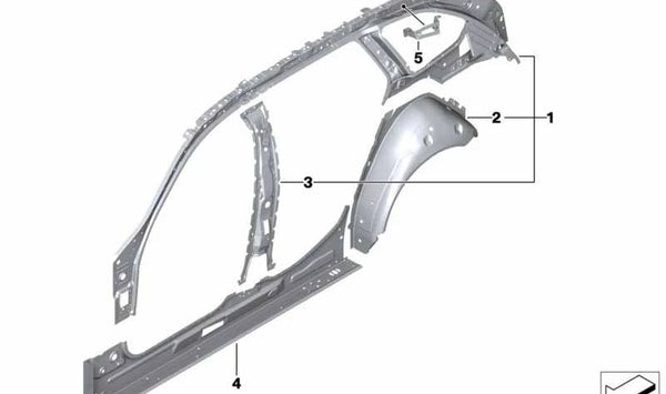 Pilar B interior derecho para BMW F90, G30, G31, G38 (OEM 41007498974). Original BMW.