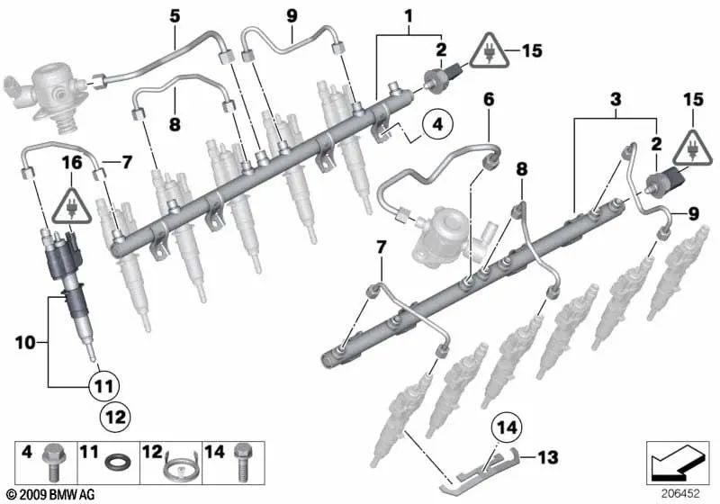 High pressure pipe for BMW F01, F02 (OEM 13537560541). Original BMW.