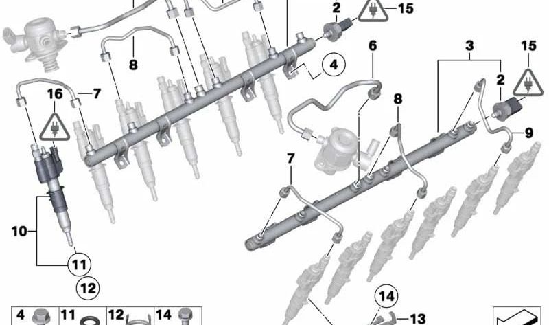 High pressure pipe for BMW F01, F02 (OEM 13537584369). Original BMW