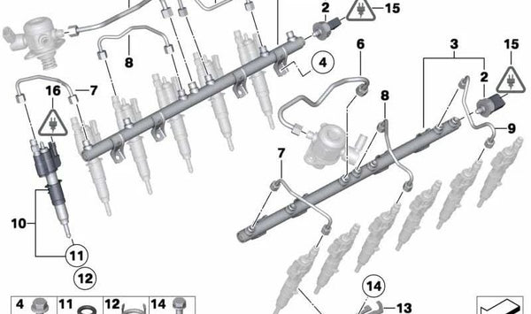 Tubería de alta presión para BMW F01, F02 (OEM 13537584369). Original BMW