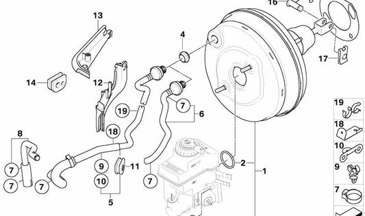 Tubo de vacío para BMW E65, E66 (OEM 34331166180). Original BMW