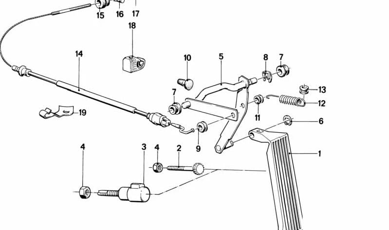 Throttle Cable OEM 35411154823 for BMW E30. Genuine BMW.