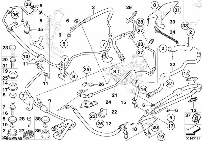 Tubo de expansión para BMW E60, E60N, E61, E61N, E63N, E64N (OEM 32416761494). Original BMW