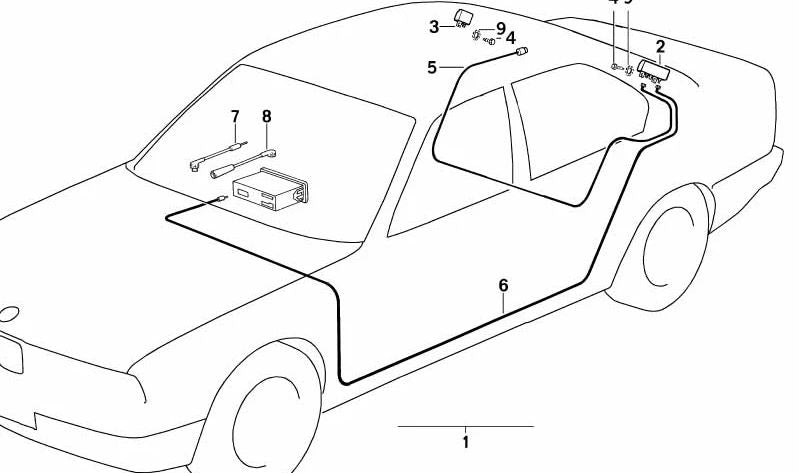 Cable de antena para BMW Serie 3 E36 (OEM 65248359269). Original BMW