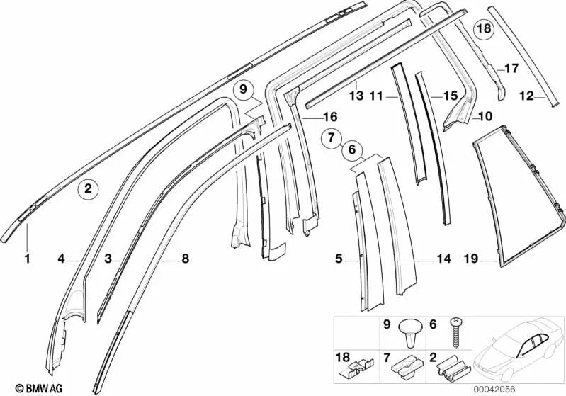 Embellecedor C-Pilar izquierdo para BMW Serie 5 E39 (OEM 51347890435). Original BMW