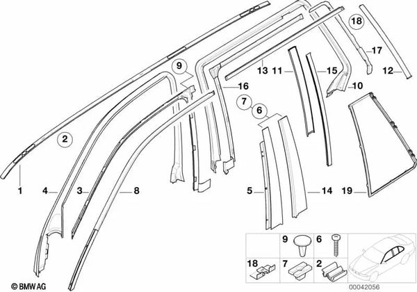 Embellecedor trasero derecho para BMW E39 (OEM 51342427414). Original BMW