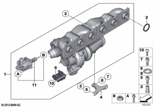 Turbocompresor con colector de escape para BMW Serie 2 F87, F87N (OEM 11658053153). Original BMW