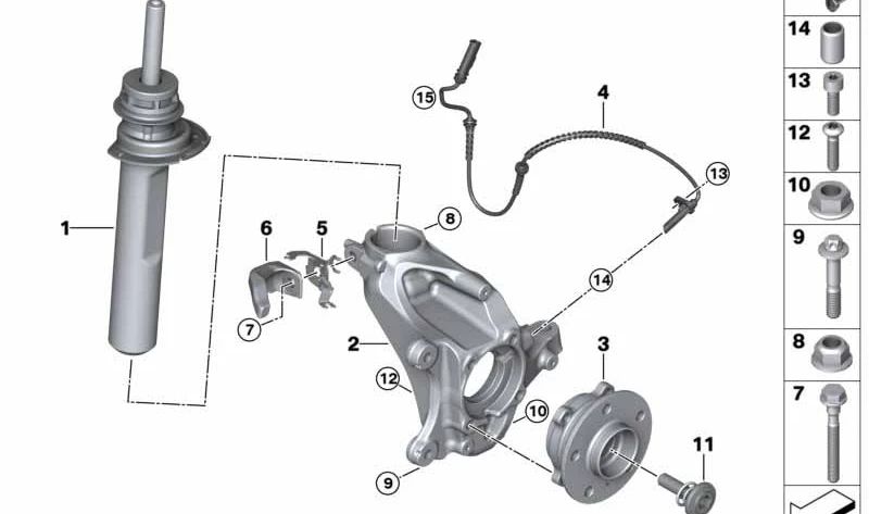 Amortiguador delantero derecho OEM 31306883878 para BMW Serie 2 Gran Coupé (F44). Original BMW.