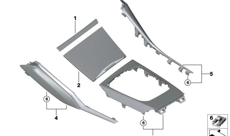 Cubierta Consola Central Dark Graphite Mate para BMW Serie 2 G42 (OEM 51165A0E6F9). Original BMW