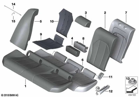 Funda de asiento de cuero sintético para BMW Serie 3 G20, G20N, G21, G21N (OEM 52205A1BD80). Original BMW.