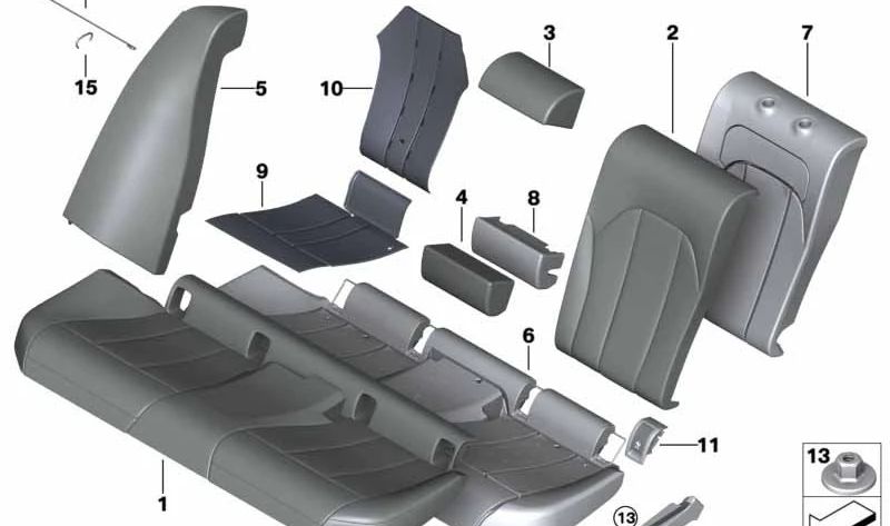 Espuma respaldo asiento trasero derecho OEM 52208491406 para BMW G26. Original BMW.