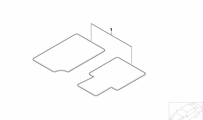 Alfombrillas de terciopelo con ribete de cuero OEM 51477906616 para BMW Z4 (E85, E86). Original BMW