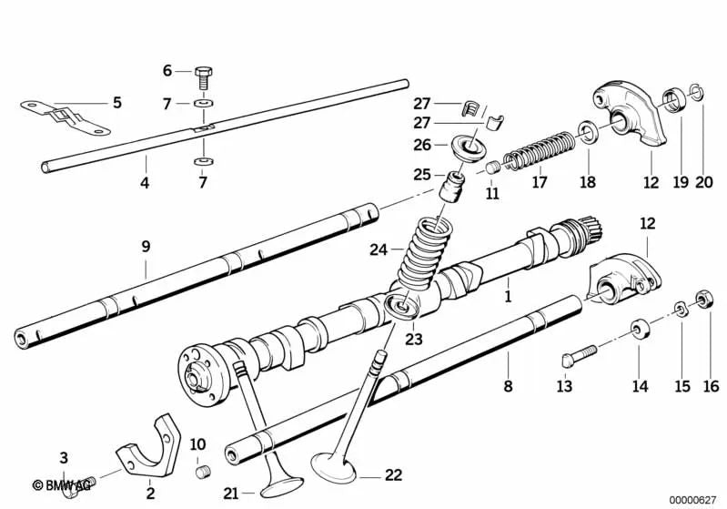 Árbol de levas para BMW E21, E30 Serie 5 E12, E28 (OEM 11311272442). Original BMW.