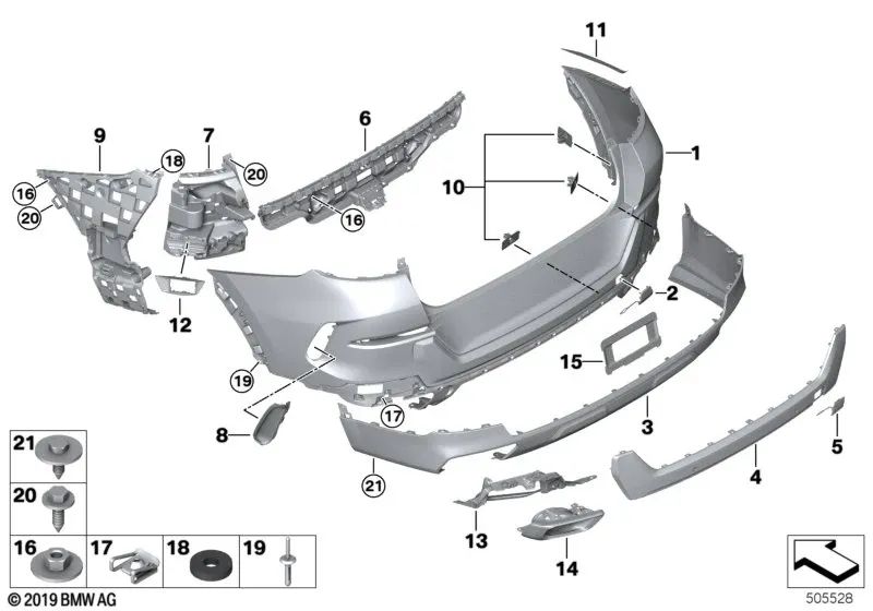 Soporte para embellecedor del tubo de escape derecho para BMW G06 (OEM 51127452626). Original BMW