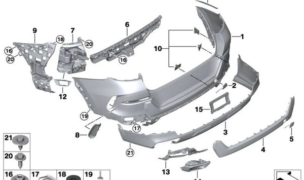 Moldura superior del parachoques trasero OEM 51128737297 para BMW G06 (X6). Original BMW.