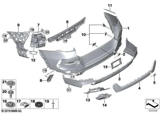 Soporte del parachoques trasero esquina izquierda para BMW X6 G06 (OEM 51127425445). Original BMW.