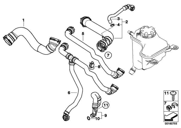 Manguito Radiador Inferior Termostato Para Bmw E88 E82 E90 E91 E92 E93 E84 . Original Recambios