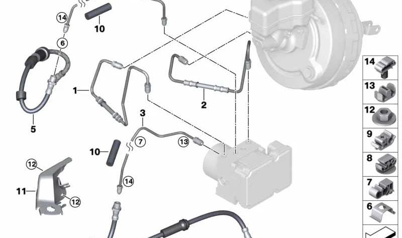 Tubería para BMW Serie 1 E81, E82, E87, E88, Serie 3 E90, E91, E92, E93 (OEM 34326853501). Original BMW