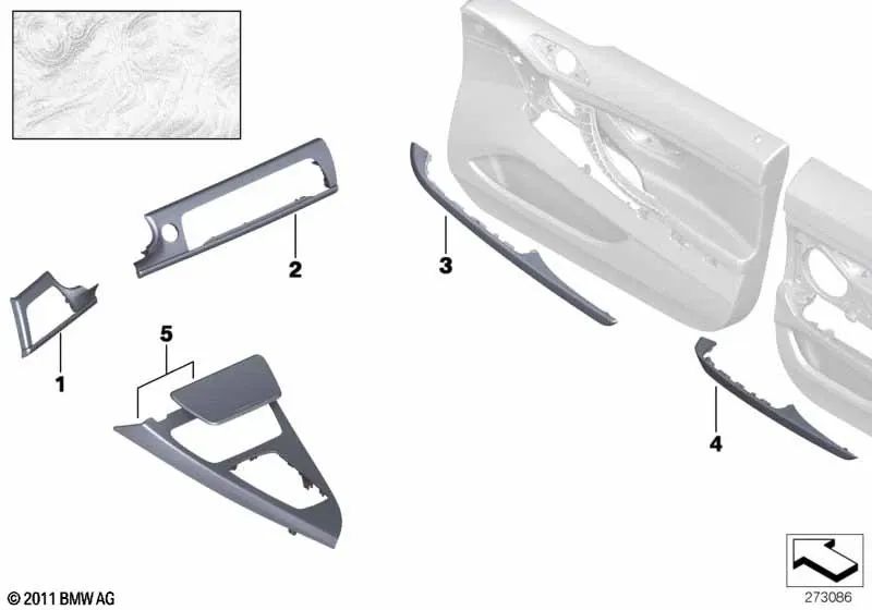 Embellecedor de madera para consola central para BMW Serie 6 F06, F13 (OEM 51168032882). Original BMW