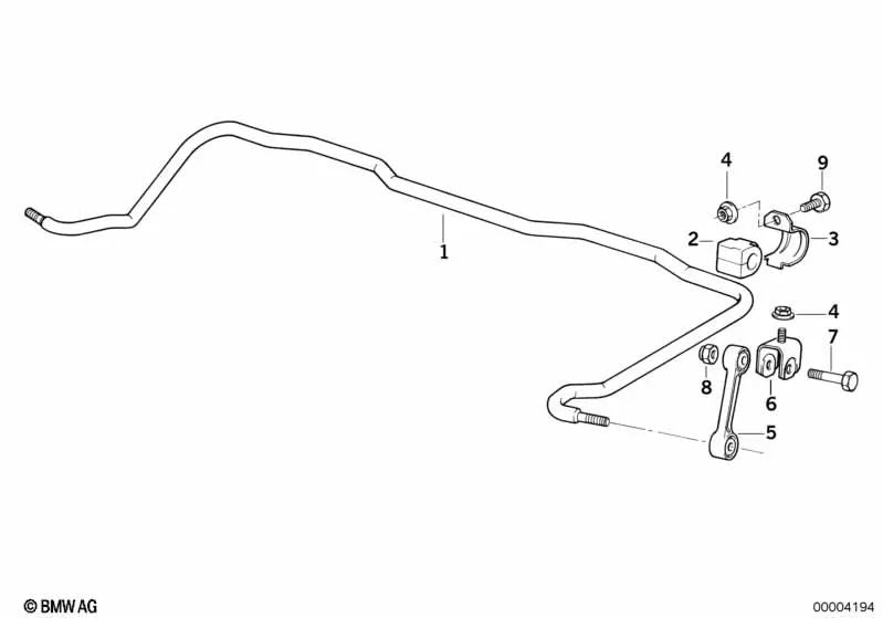 Estabilizador trasero para BMW Serie 3 E36 (OEM 33551091621). Original BMW