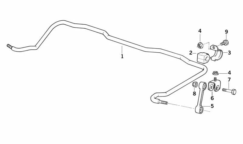 Barra estabilizadora trasera OEM 33551094367 para BMW E36 y Z3. Original BMW.