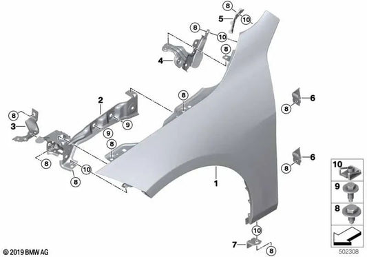 Refuerzo transversal lateral izquierdo para BMW F40, F44 (OEM 41007450383). Original BMW