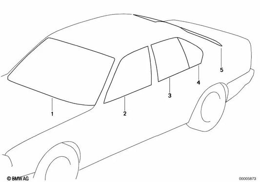 Luna trasera verde con antena para BMW Serie 5 E34 (OEM 51318181394). Original BMW