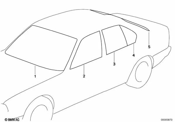 Luna trasera verde con antena para BMW Serie 7 E32 (OEM 51318116580). Original BMW