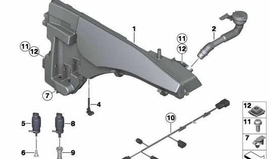 Juego de cables depósito lavaparabrisas para BMW X6 E71, E72 (OEM 61129184810). Original BMW