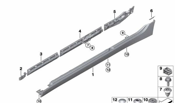 Faldón lateral izquierdo imprimado OEM 51120053533 para BMW F52. Original BMW.